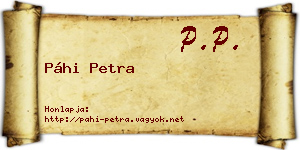Páhi Petra névjegykártya